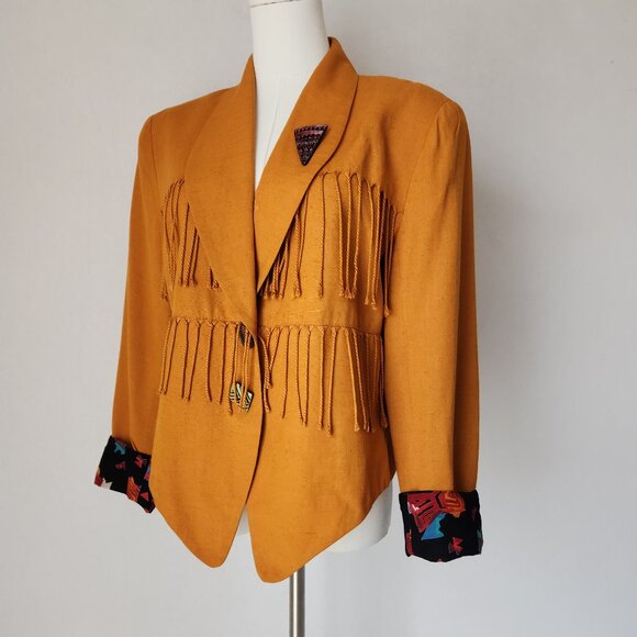 Vintage Marsha Brander for Componix Western Festival Jacket Fringe Orange - Picture 2 of 11